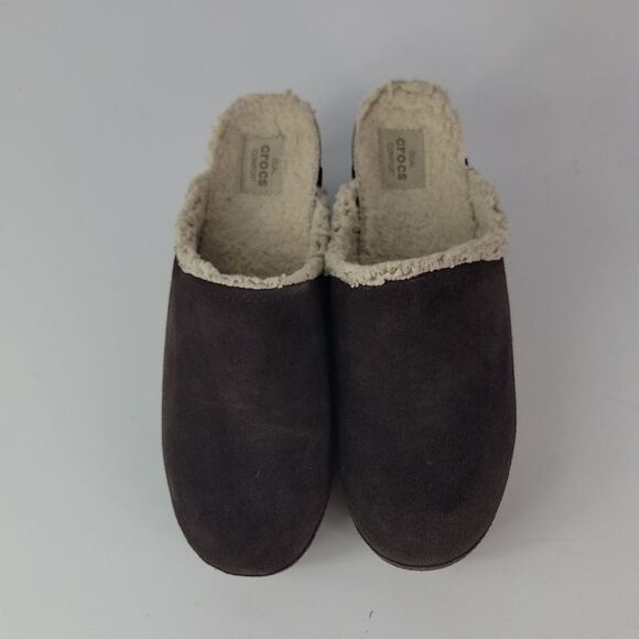 Crocs Sarah Brown Suede Leather Women's Clogs - Picture 7 of 15